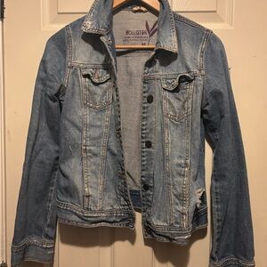 Hollister Women's Denim Jacket in Light Blue